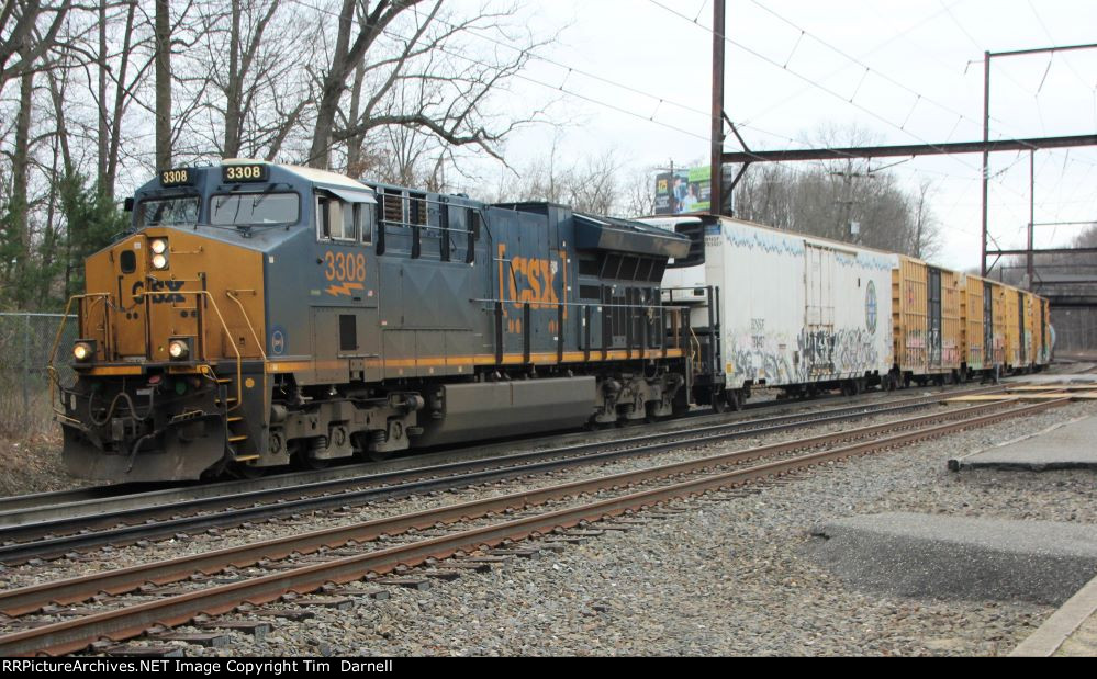 CSX 3308 working Woodbourne yard.